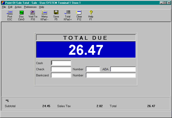 Total Screen Totals Screen Sample
