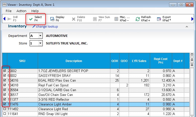 Grid Check Inventory Using Item Lists for Physical Inventory