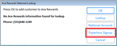 Ace Loyalty Rewards Paperless Signup